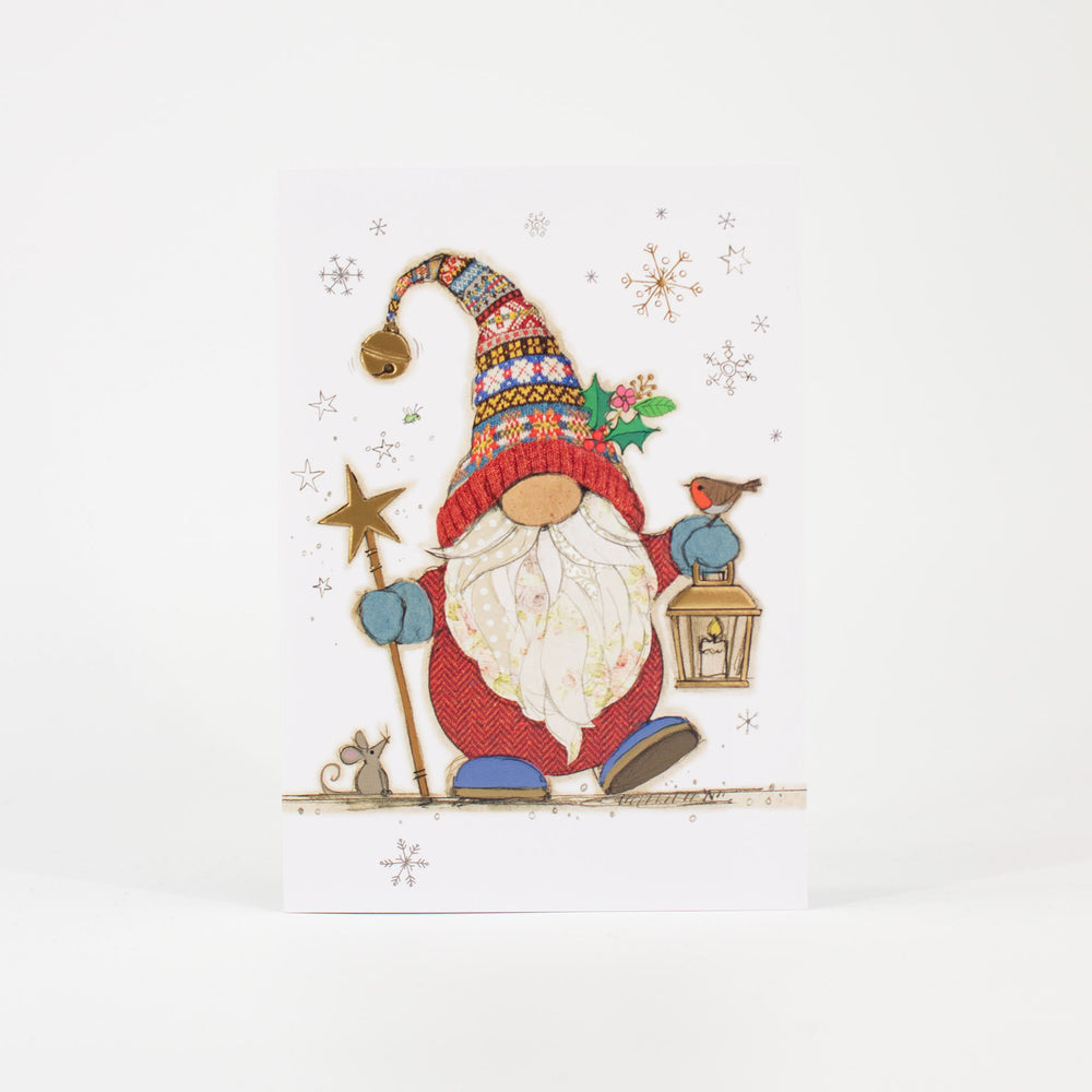 Festive Holiday Card Gonk with Lantern Embossed Finish