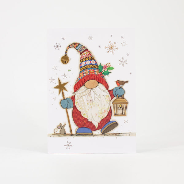Festive Holiday Card Gonk with Lantern Embossed Finish