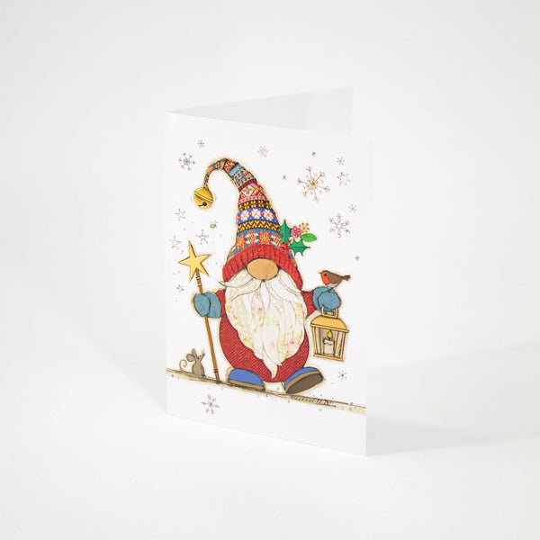 Festive Holiday Card Gonk with Lantern Embossed Finish