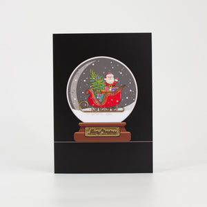 Santa Christmas Card Snow Globe Gold Foil