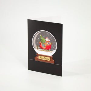 Santa Christmas Card Snow Globe Gold Foil
