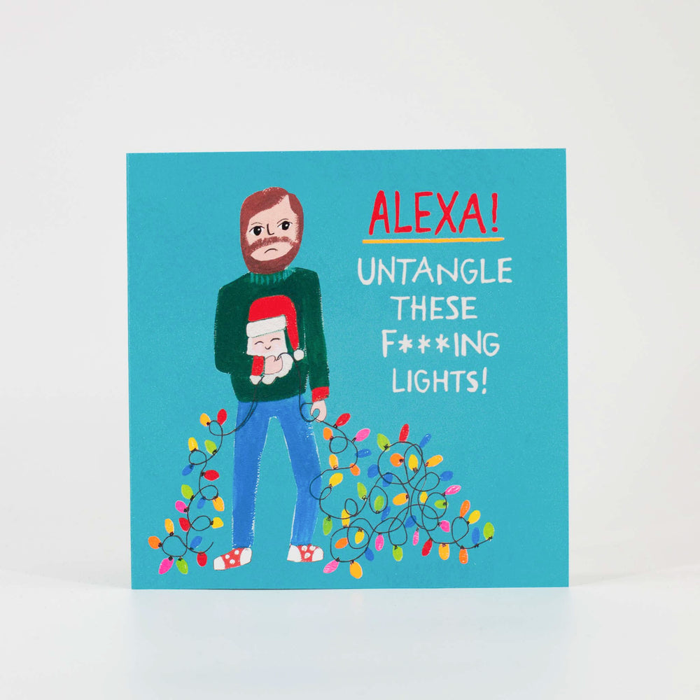 Cheeky Christmas Card Alexa Theme Gold Foil