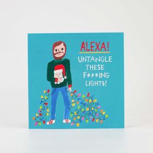 Cheeky Christmas Card Alexa Theme Gold Foil