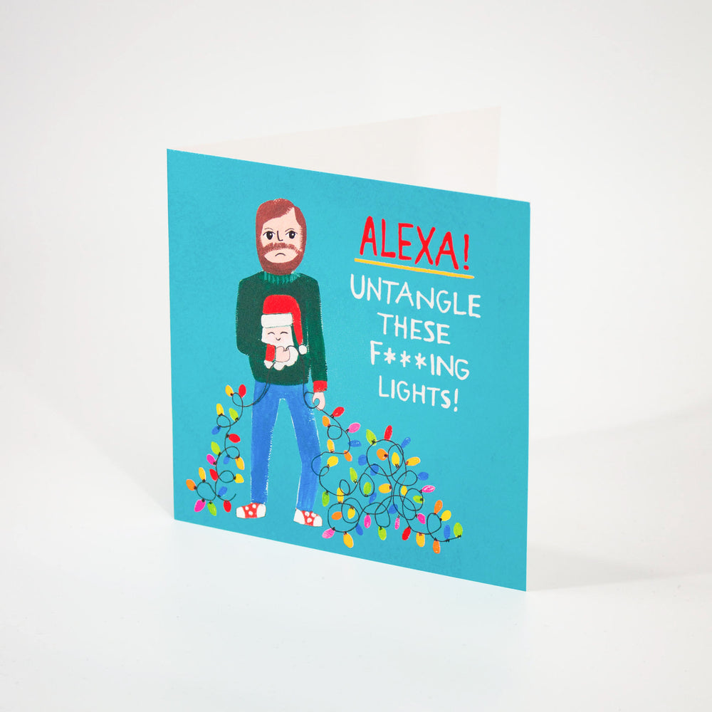 Cheeky Christmas Card Alexa Theme Gold Foil