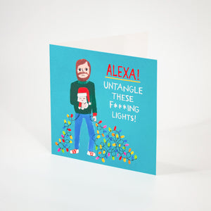Cheeky Christmas Card Alexa Theme Gold Foil