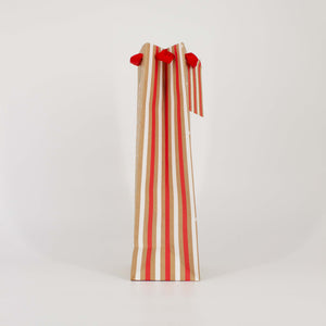 Christmas Bottle Bag Kraft Rainbow Foil Striped Gusset