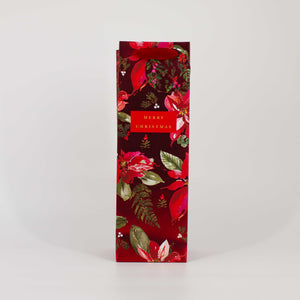 Christmas Bottle Bag Red Poinsettia Foil Accent