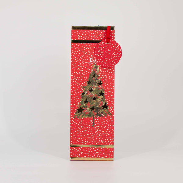 Christmas Bottle Bag Ruby Pines Gold Foil