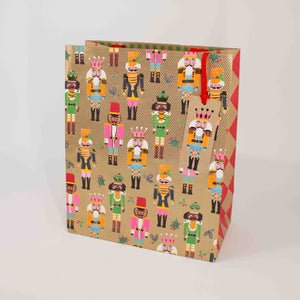 Nutcracker Gift Bag Medium Kraft Gold Foil Design