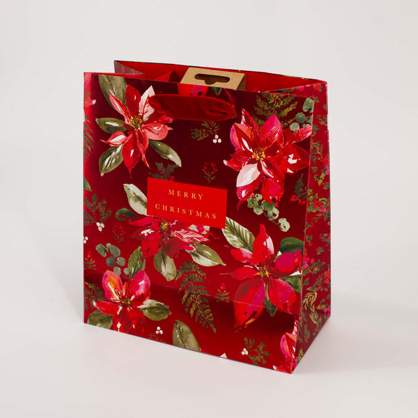 Christmas Poinsettia Medium Gift Bag