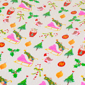 Sleigh and Tree Gift Wrap 4-Metre-Roll Neon Christmas Design