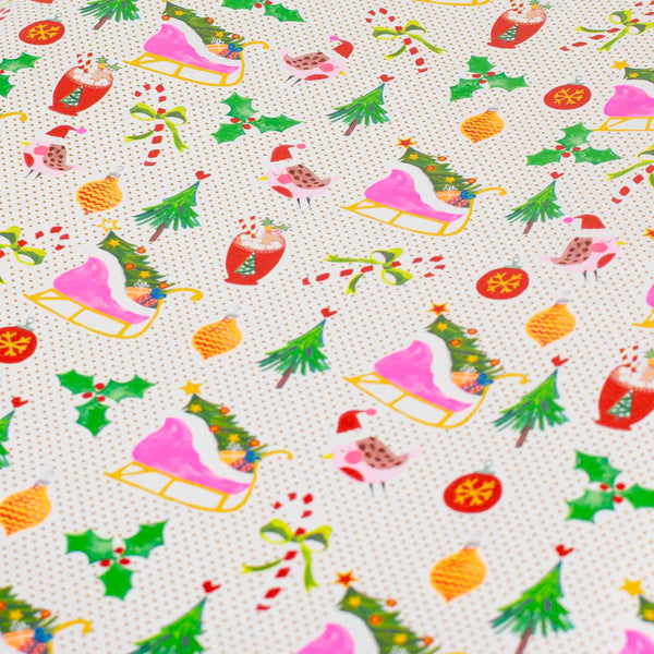 Sleigh and Tree Gift Wrap 4-Metre-Roll Neon Christmas Design