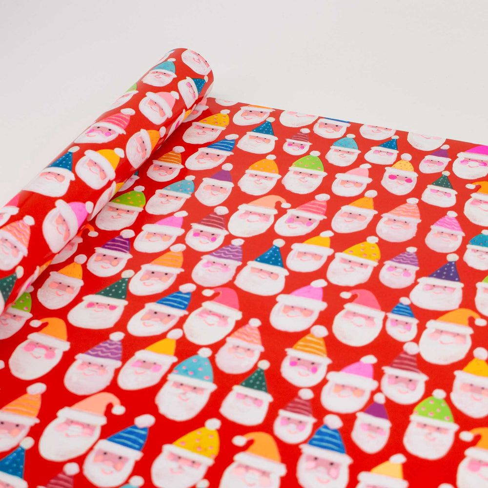 Red Santa Gift Wrap 4-Metre-Roll Neon Christmas Design