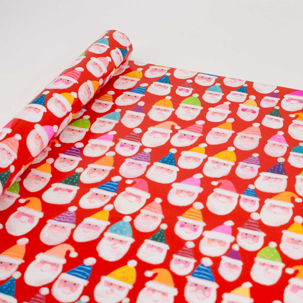 Red Santa Gift Wrap 4-Metre-Roll Neon Christmas Design