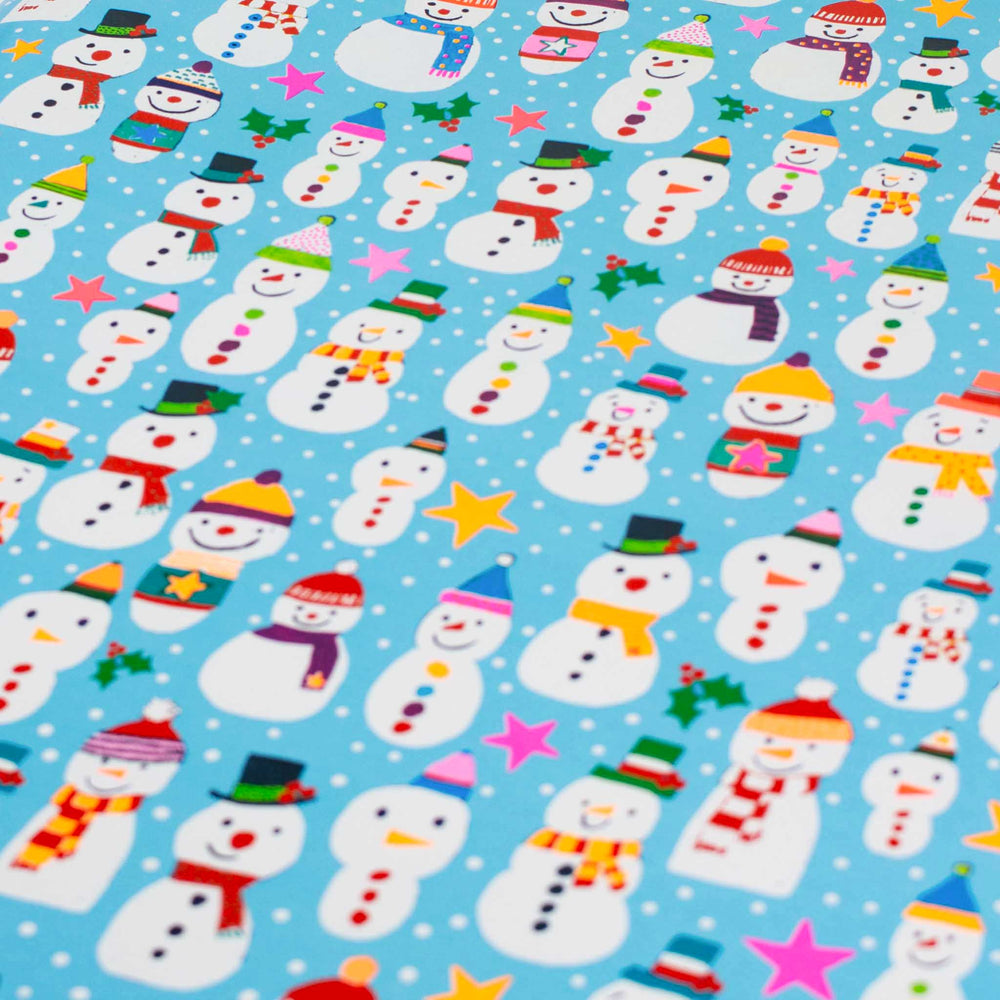 Blue Snowman Christmas Gift Wrap 4-Metre-Roll