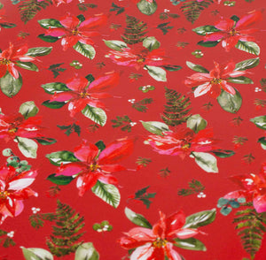 Poinsettia Gift Wrap 4-Metre-Roll Red Floral Design
