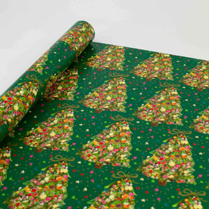 Exquisite Evergreen Gift Wrap 4-Metre-Roll Green Tree Design