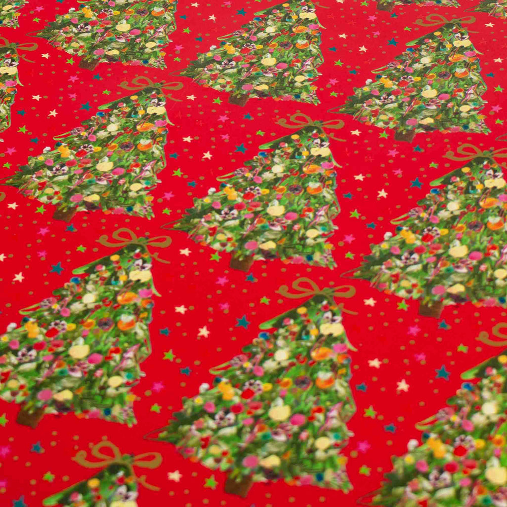 Christmas Wrapping Paper Green Wrap Festive Star Accents