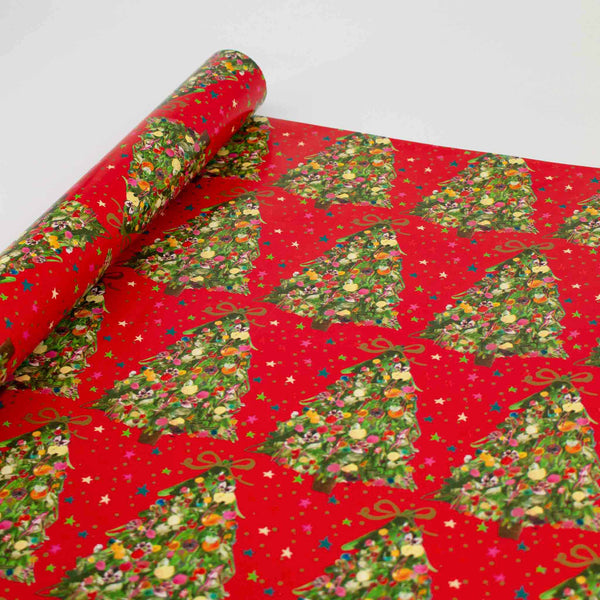 Christmas Wrapping Paper Green Wrap Festive Star Accents