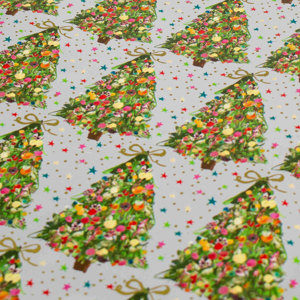 Christmas Wrapping Paper Silver Wrap Festive Star Accents