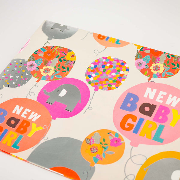 Baby Girl Folded Wrap With Bright Balloons