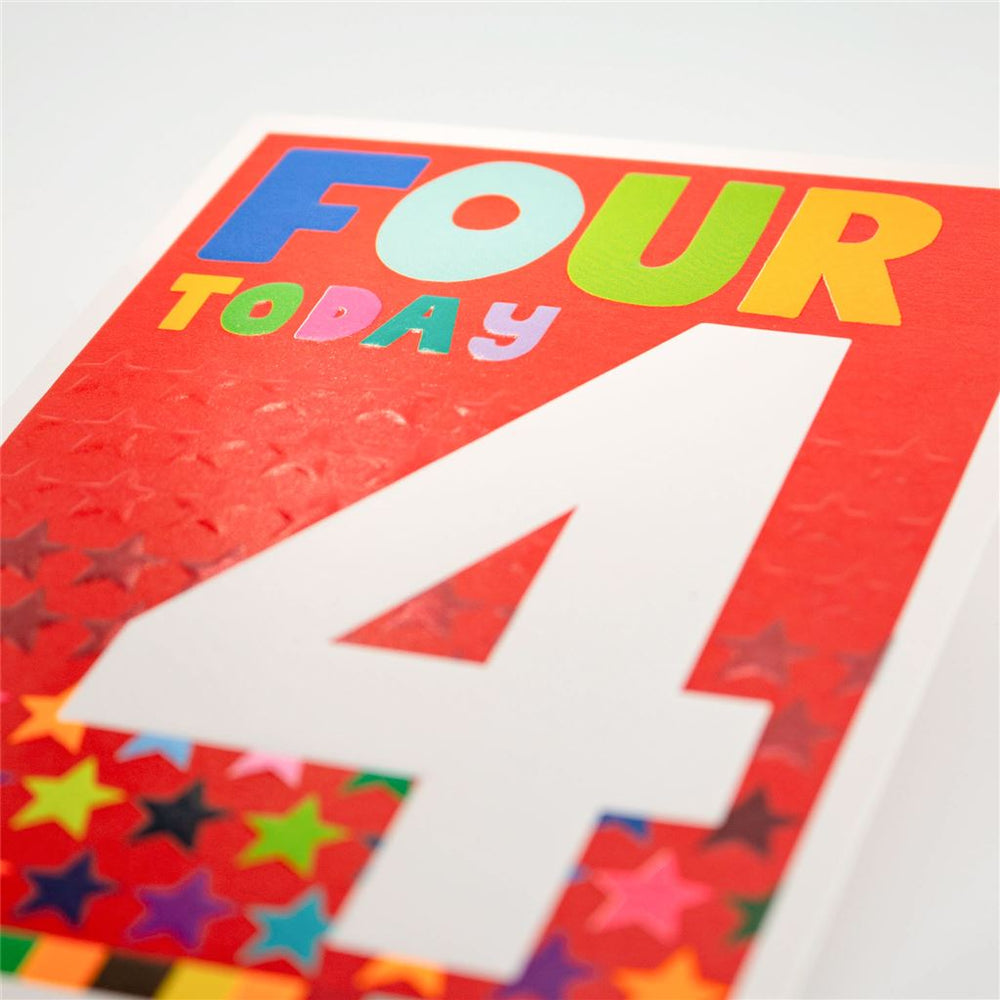 4th Birthday Card with Colourful Stars