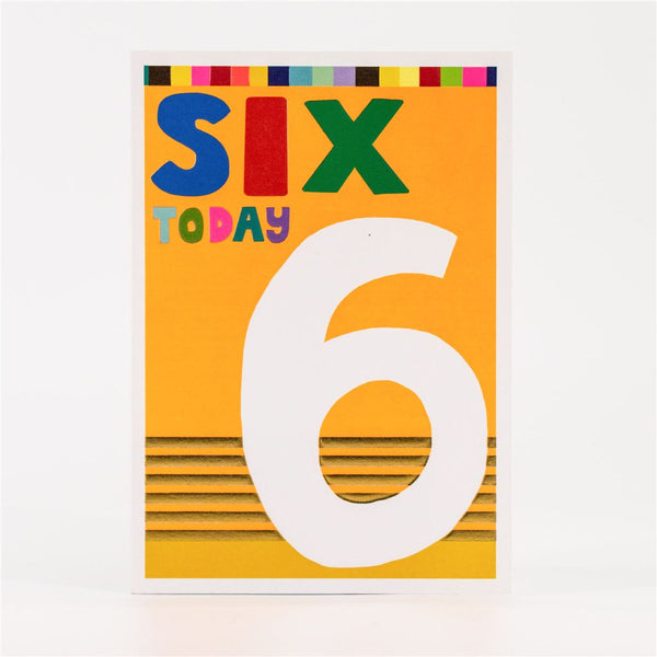 6th Birthday Card with Bold Number
