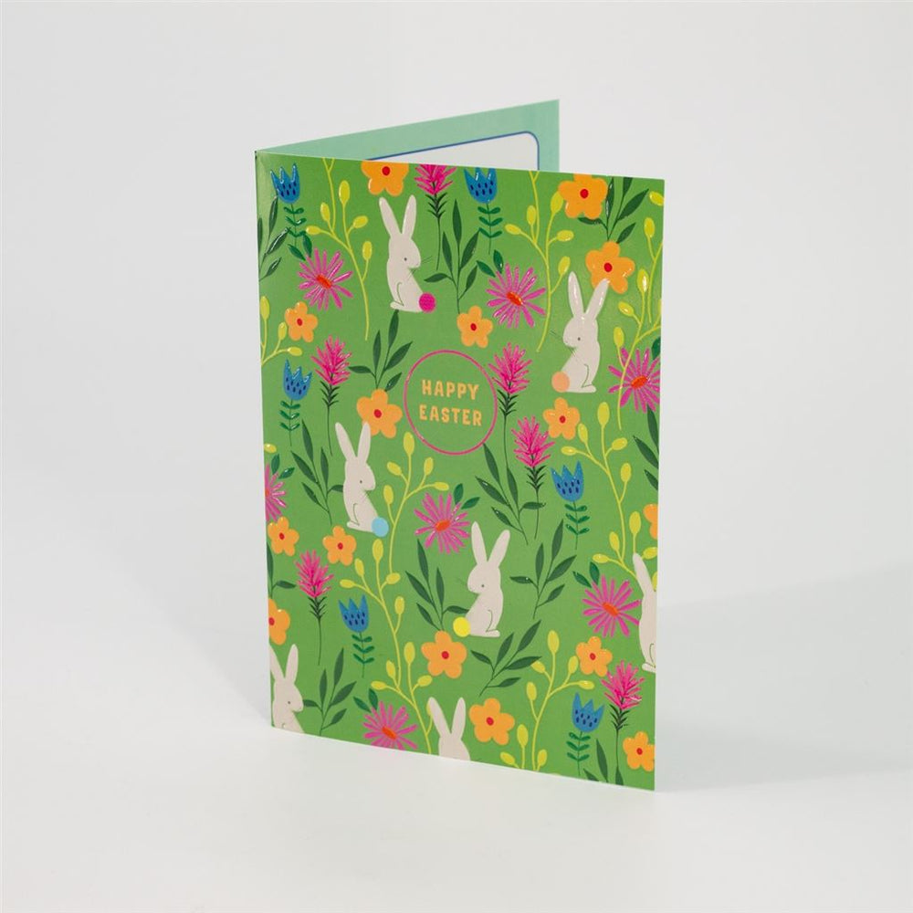 Happy Easter Bunny Floral Greeting Card