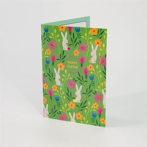 Happy Easter Bunny Floral Greeting Card