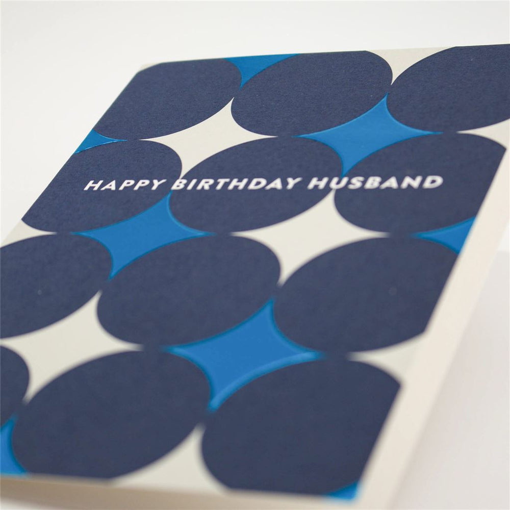 Vibrant Blue Circle Husband Card