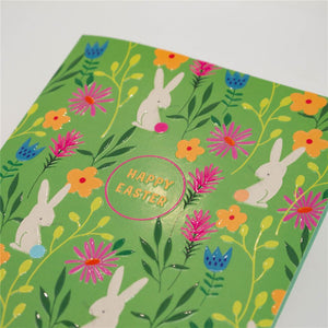 Happy Easter Bunny Floral Greeting Card