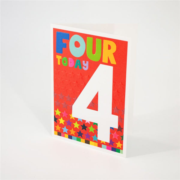 4th Birthday Card with Colourful Stars