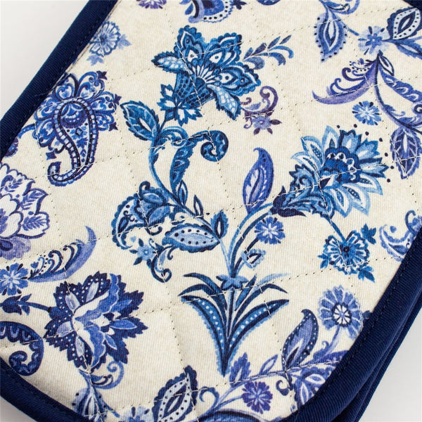 Blue Paisley Double Oven Gloves
