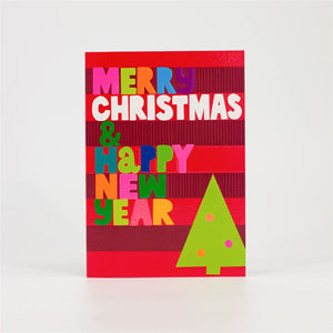 Neon Merry Christmas and Happy New Year Card
