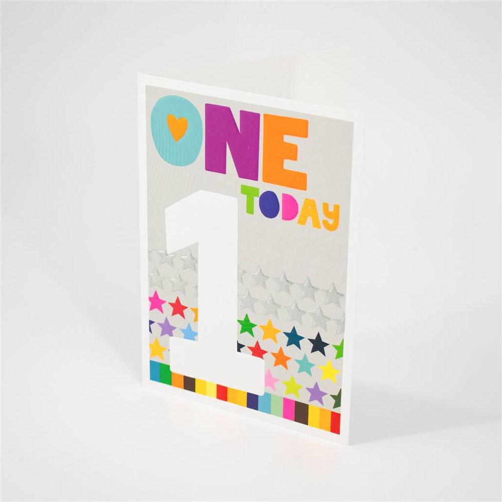 1st Birthday Card with Colourful Stars