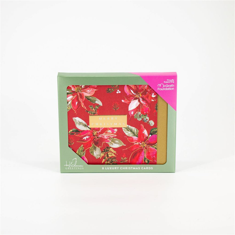 Boxed Christmas Card Red Poinsettia