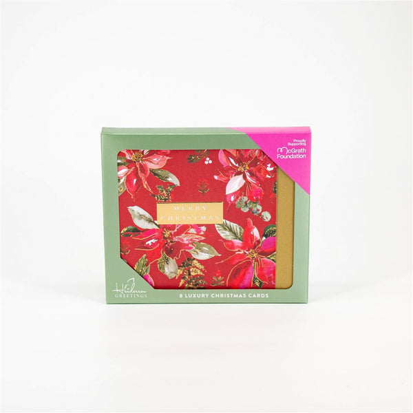 Boxed Christmas Card Red Poinsettia