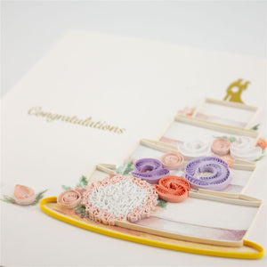 Handmade Quilled Wedding Cake Card