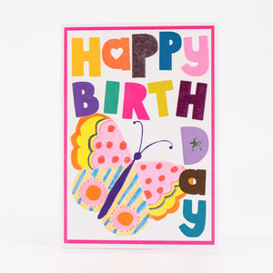 Happy Birthday Card with Colourful Butterflies