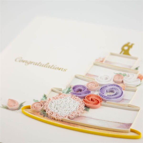 Handmade Quilled Wedding Cake Card