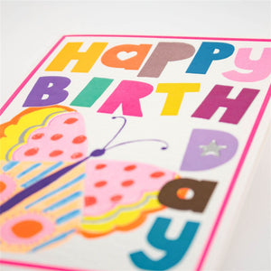 Happy Birthday Card with Colourful Butterflies