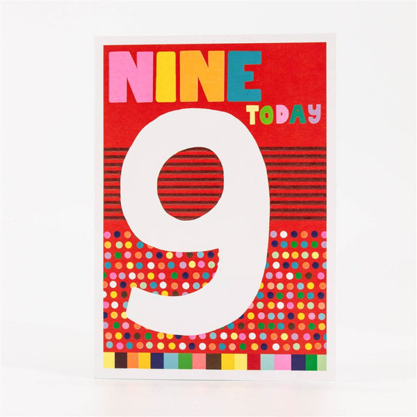 9th Birthday Card with Bold Number