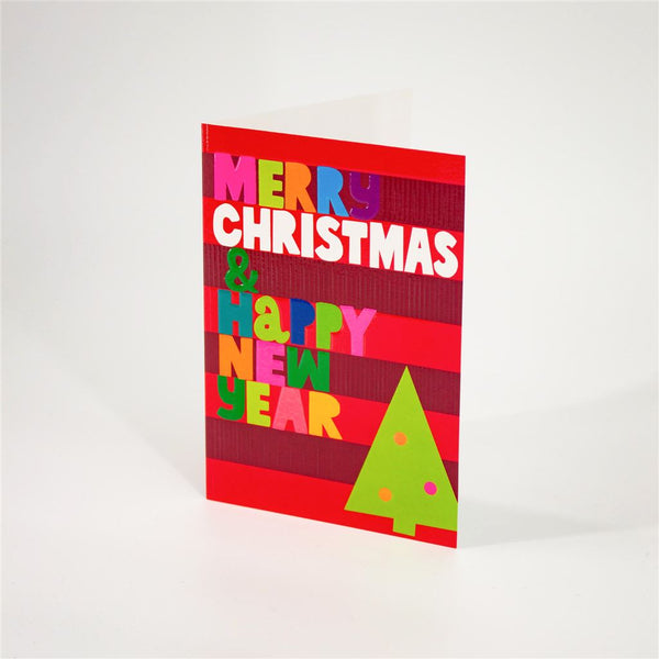 Neon Merry Christmas and Happy New Year Card