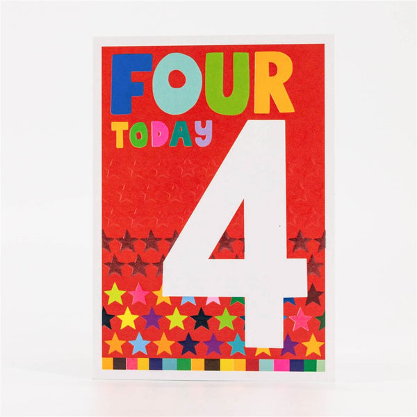 4th Birthday Card with Colourful Stars