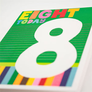 8th Birthday Card with Bold Number
