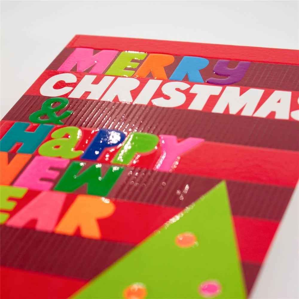 Neon Merry Christmas and Happy New Year Card