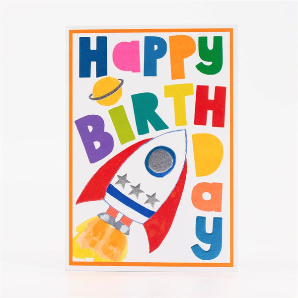Happy Birthday Card with Rockets