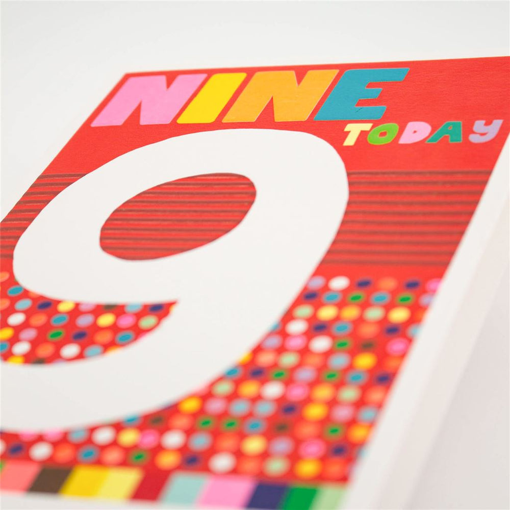9th Birthday Card with Bold Number