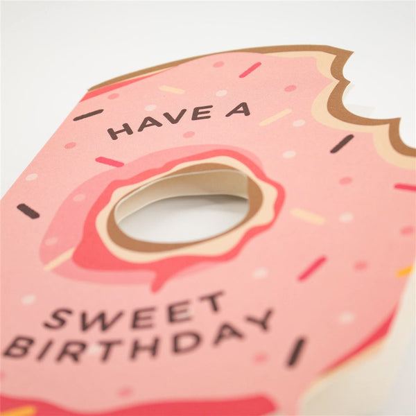 Pink Donut Shape Cut Birthday Card