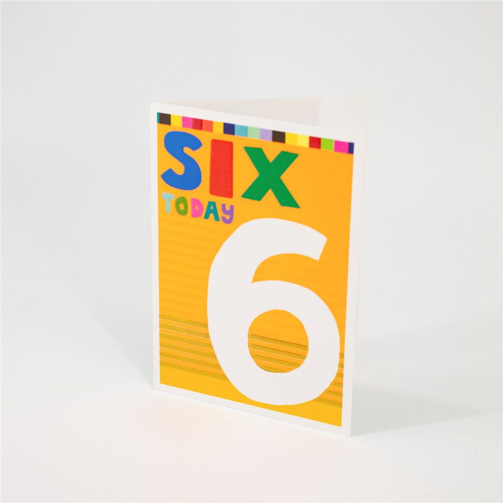 6th Birthday Card with Bold Number